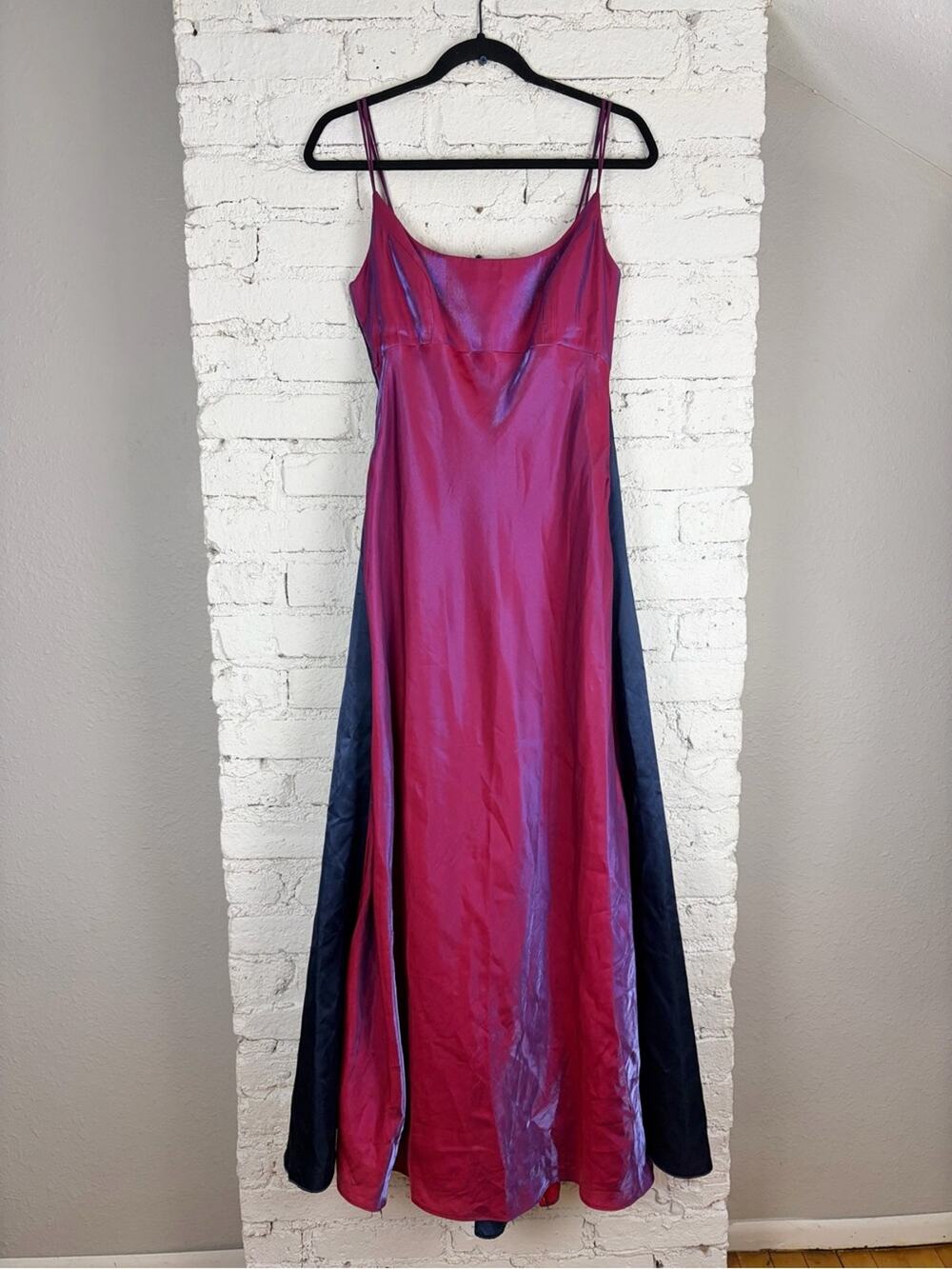Faviana VTG Organza Taffeta Iridescent Pink Purple Formal Maxi Dress 7/8